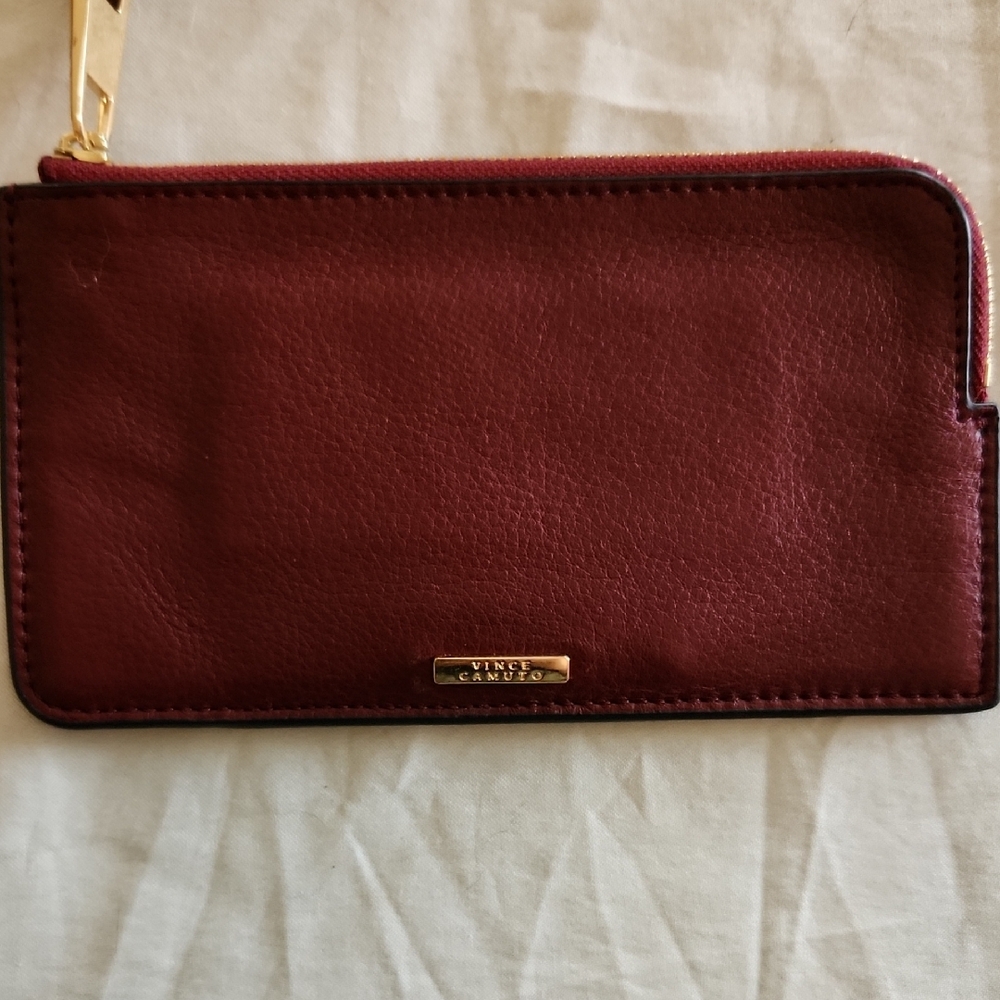 🖤Vince Camuto Burgundy Leather Wristlet Clutch Wallet